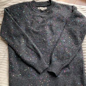 LOFT Sparkly Party Sweater with Multi-colored Sequins